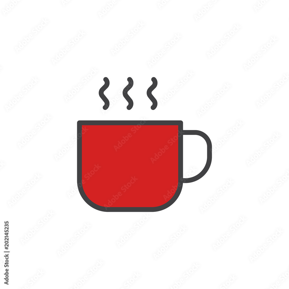 Coffee cup filled outline icon, line vector sign, linear bicolor pictogram isolated on white. Hot drink symbol, logo illustration. Pixel perfect vector graphics Coffee cup filled outline icon, line vector sign, linear bicolor pictogram isolated on white. Hot drink symbol, logo illustration. Pixel perfect vector graphics