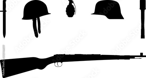 Silhouette of elements of the Second World War photo