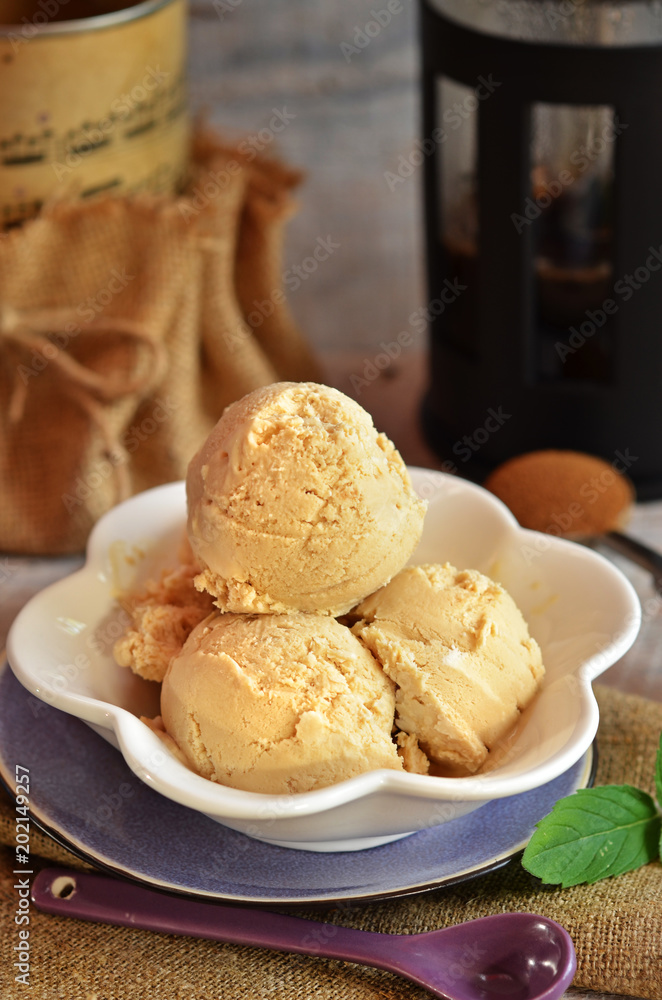 Ice cream in white bowl Ice cream in white bowl