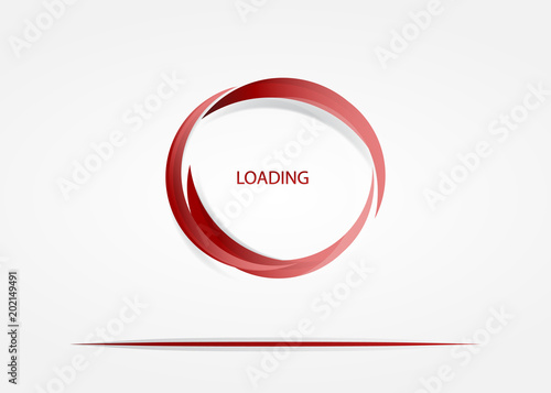 Circular loading of red color. Interface boot screen. Elements of information loading. photo