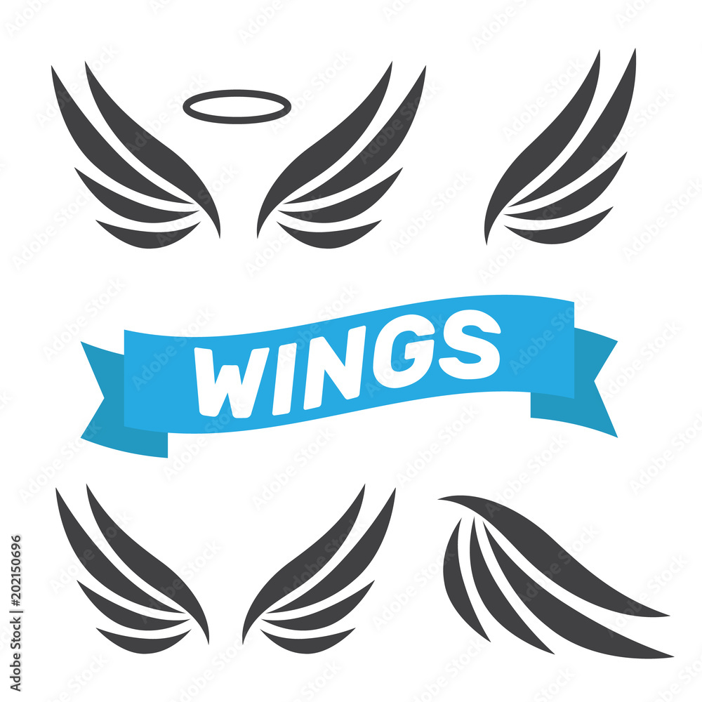 Eagle wings vector. Wings angel isolated. Bird wings cartoon art set Eagle wings vector. Wings angel isolated. Bird wings cartoon art set