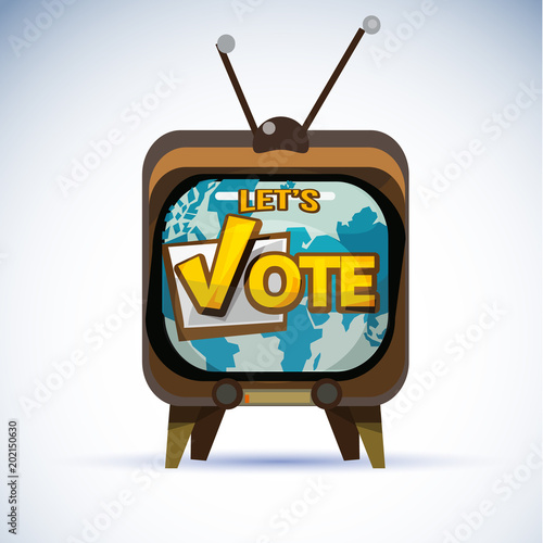 Television with Vote typographic. vote or popularity concept - vector illustraion