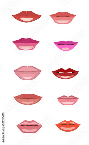 Vector set of lips of different shape