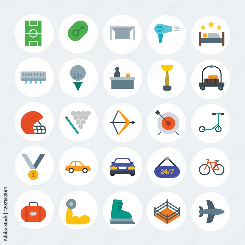 Modern Simple Set of transports, hotel, sports Vector flat Icons. Contains such Icons as fitness, baggage, cycle, sport, open and more on white cricle background. Fully Editable. Pixel Perfect. Modern Simple Set of transports, hotel, sports Vector flat Icons. Contains such Icons as fitness, baggage, cycle, sport, open and more on white cricle background. Fully Editable. Pixel Perfect.
