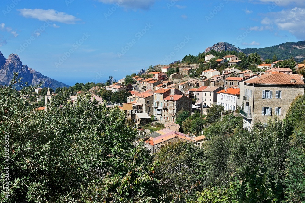 Corsica-view of the village Evisa