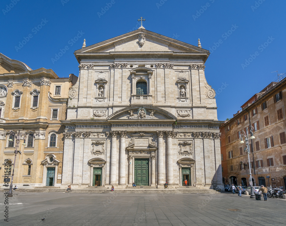 Facade of the Church of Santa Maria in Vallicella (or Chiesa Nuova), in Rome, Italy.