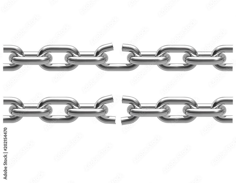 Breaking chain isolated. Realistic vector 3d illustration Breaking chain isolated. Realistic vector 3d illustration