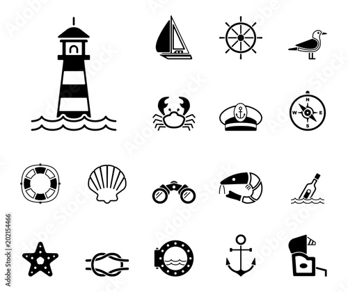 Meer und Küste - Iconset (in Schwarz)