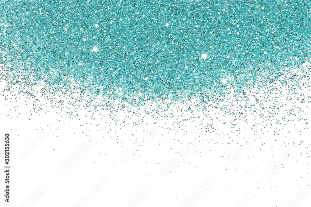 Blue glitter sparkle on white background, decoration, fashion, holidays