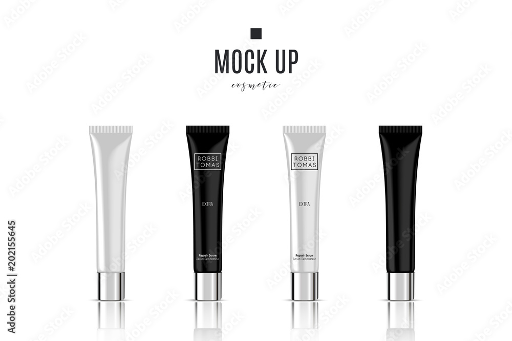 Realistic white cosmetic cream container and tube for cream ...