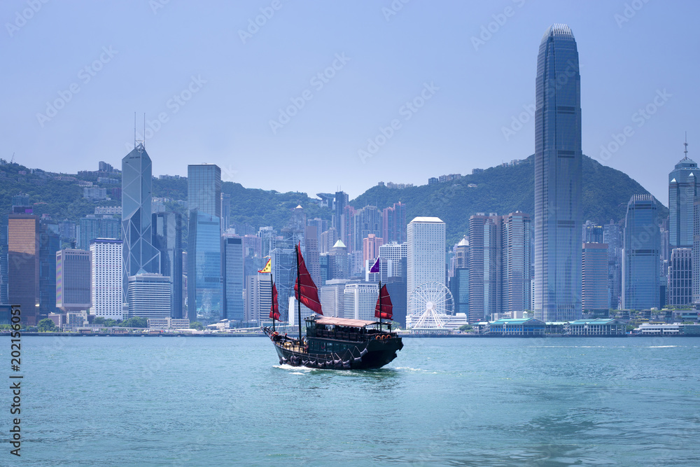 Fototapeta premium Hong Kong travel scene city skyline.