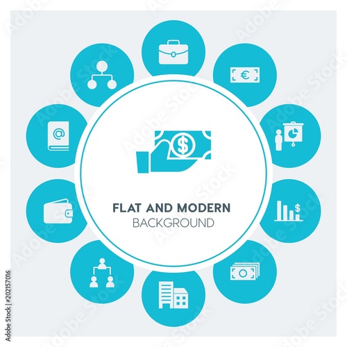 business, money, charts Infographic Circle fill Icons Set. Contains such Icons as business, website, elements, background, pattern, illustration, banner and more. Fully Editable. Pixel Perfect