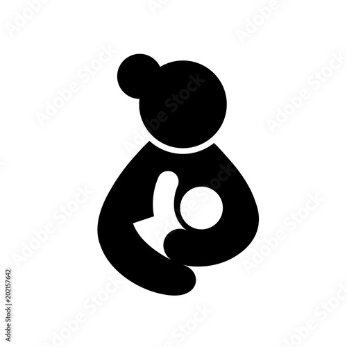 Woman breastfeeding her child  icon design. Mother and Child pictogram. Flat style, vector illustration isolated on white background.
