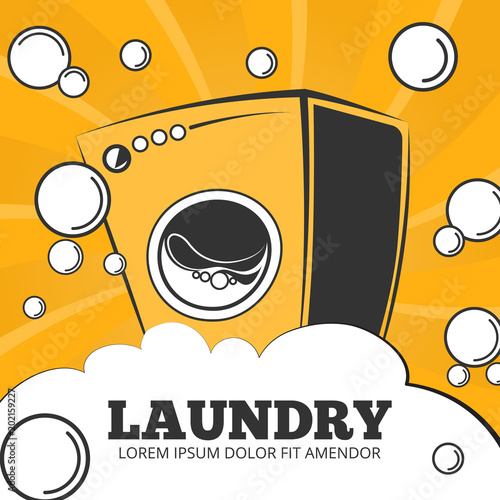 Cleaning service and laundry vector concept background, poster