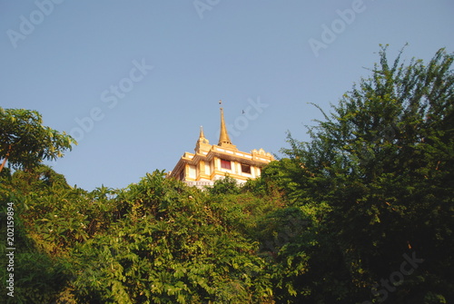 Bottom view of Golden Mountain temple in Bangkok, Thailand photo