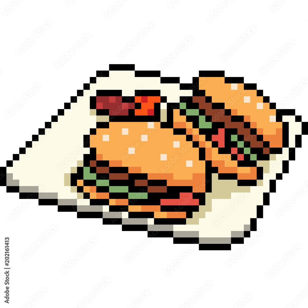 vector pixel art burger dish