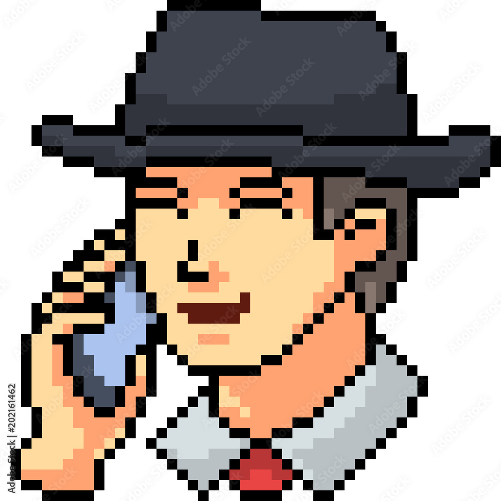 Fototapeta premium vector pixel art man talk phone