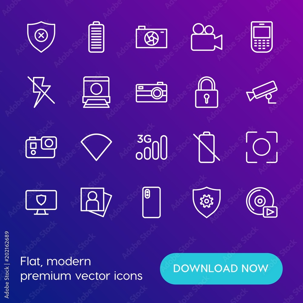 Modern Simple Set of mobile, security, video, photos Vector outline Icons. Contains such Icons as background, person, cd, phone, no and more on gradient background. Fully Editable. Pixel Perfect. Modern Simple Set of mobile, security, video, photos Vector outline Icons. Contains such Icons as background, person, cd, phone, no and more on gradient background. Fully Editable. Pixel Perfect.