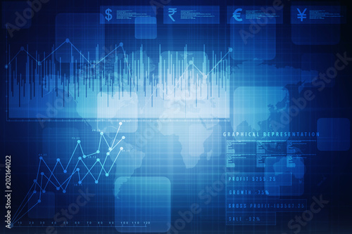 2d rendering Stock market online business concept. business Graph 