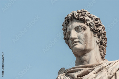 Fotografija Ancient marble statue of mythical character Castor or Pollux, dated back to the