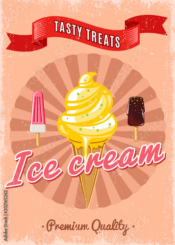 Vintage Colorful Ice Cream Poster