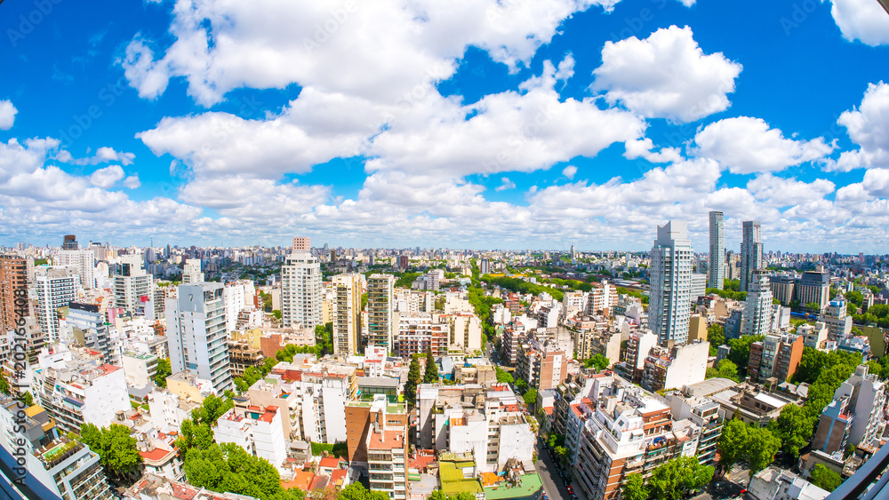View of the skyline of Buenos Aires on a sunny day   