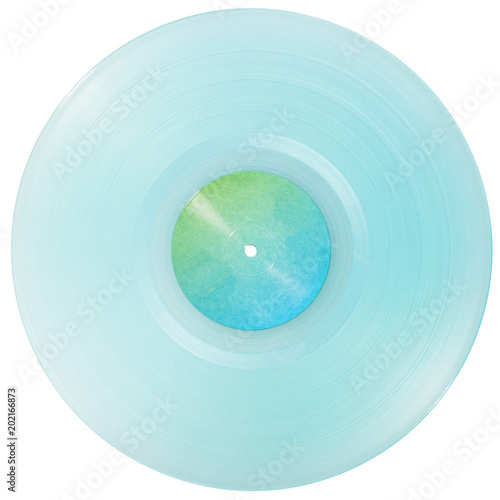 Cyan Transparent Vinyl Record Isolated On White Background Stock