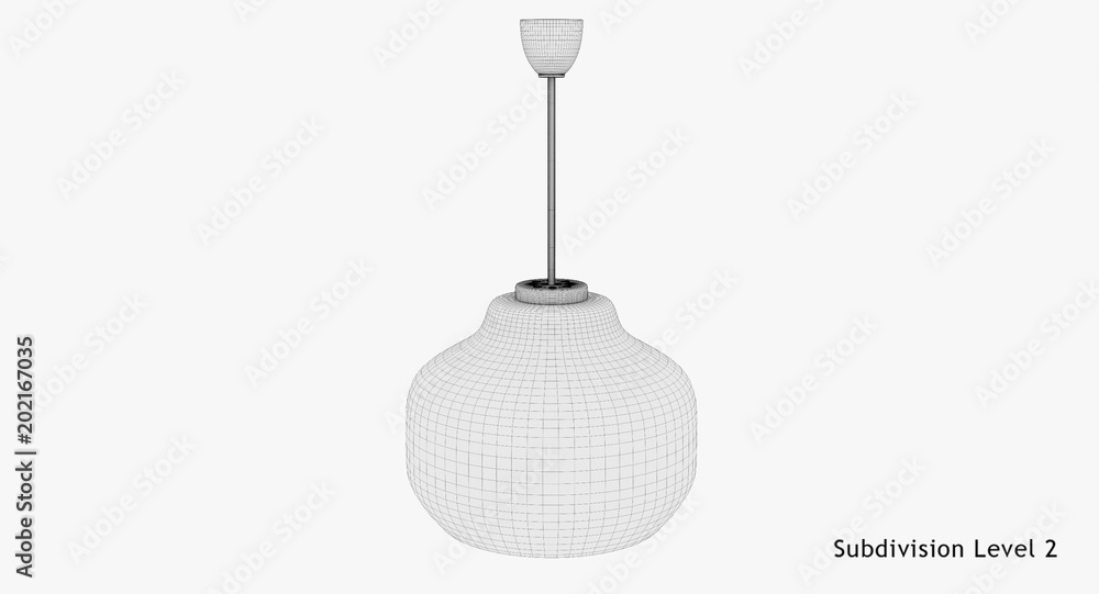 3D rendering - wire-frame white pendant lamp isolated on white background. 3D rendering - wire-frame white pendant lamp isolated on white background.