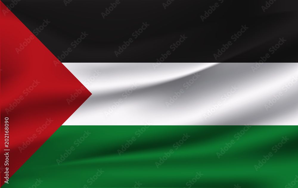 Fototapeta premium Vector image of the State of Palestine waving flag