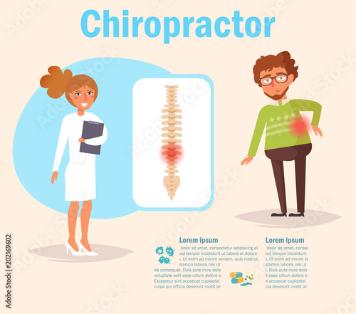 Chiropractor Vector. Cartoon