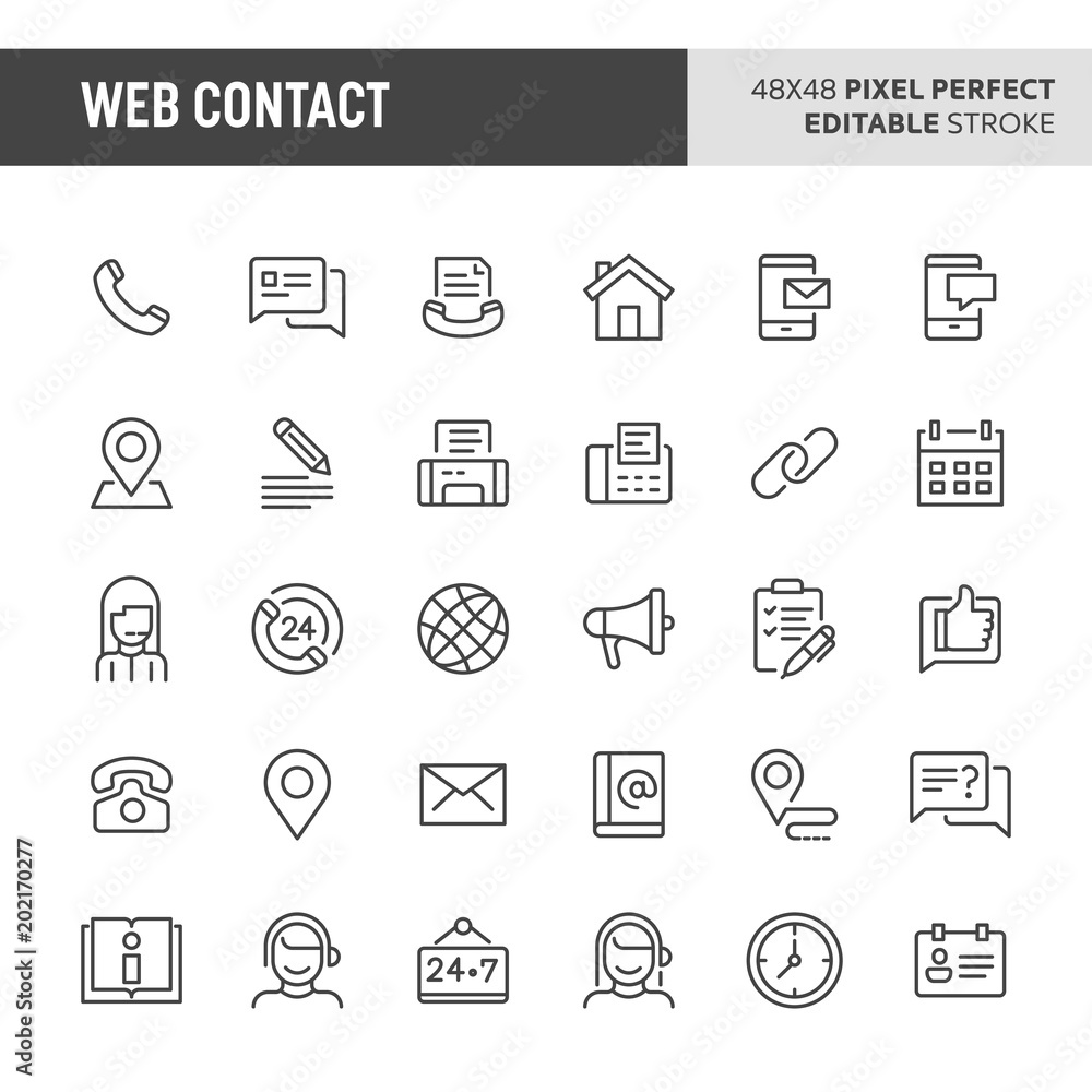 Web Contact Vector Icon Set Web Contact Vector Icon Set