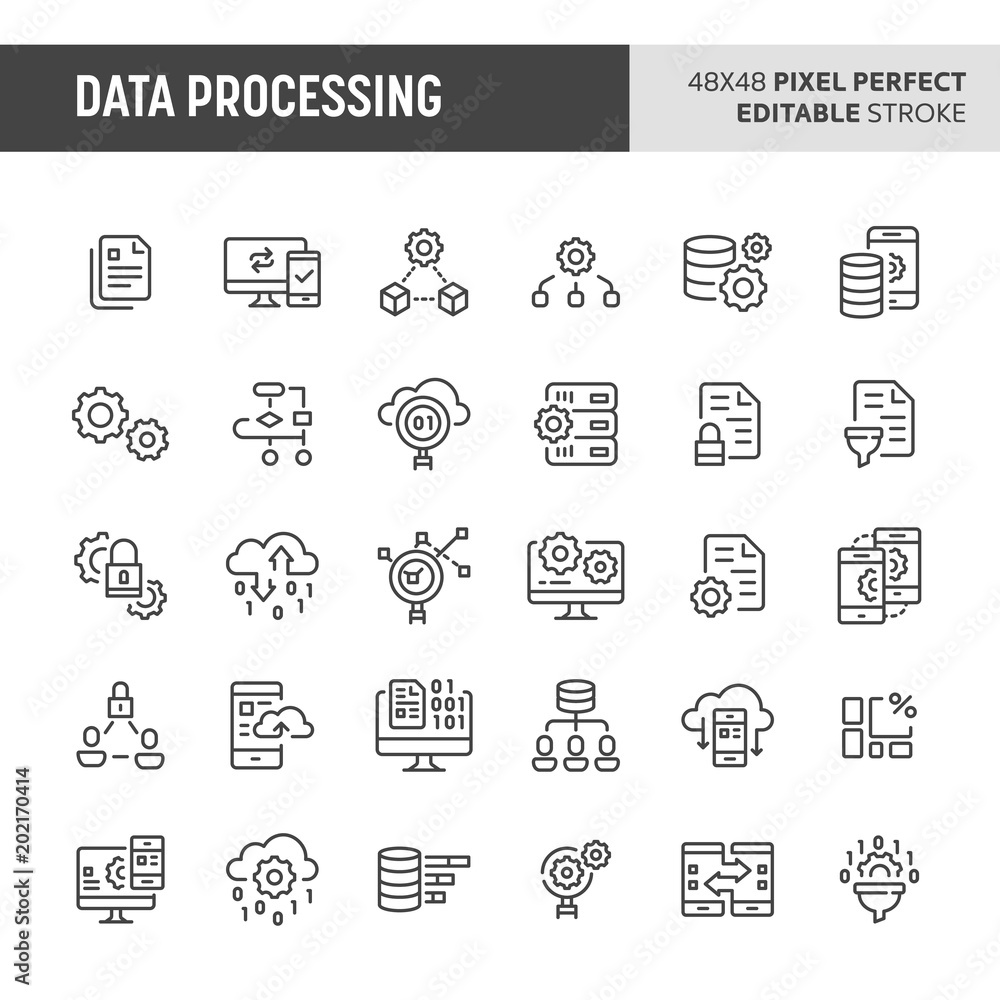 Data Processing Vector Icon Set Data Processing Vector Icon Set