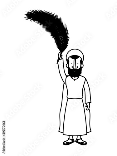 apostle of Jesus with palm leaf character vector illustration design