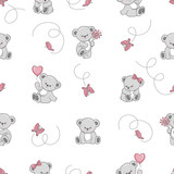 Seamless pattern with cute cartoon Teddy bears. Vector background for kids design. Baby print.