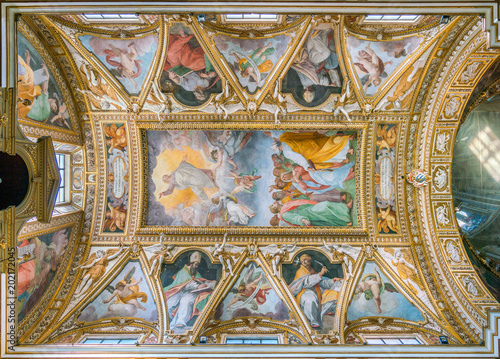 The vault with "The Ascension of Christ" by Cristoforo Casolani, in the Church of Santa Maria ai Monti, in Rome, Italy.