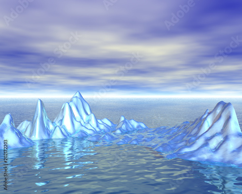 Eisberge treiben im Meer