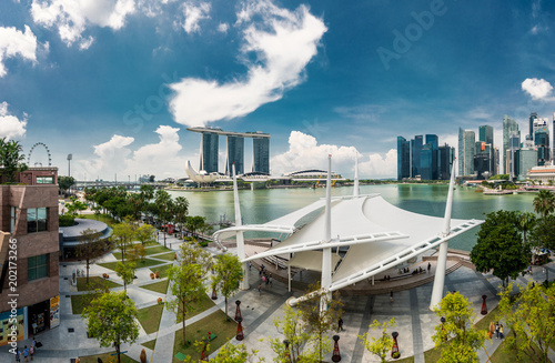 Photography Panoramic View of Singapore City Bay