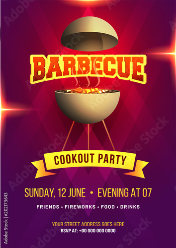 Barbecue Poster, Flyer, Template or Invitation Design.