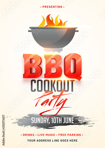 Barbecue Poster, Flyer, Template or Invitation Design.