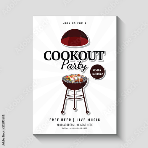 Barbecue Poster, Flyer, Template or Invitation Design.