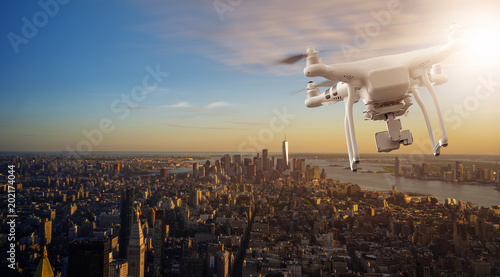 Drone flying over Manhattan