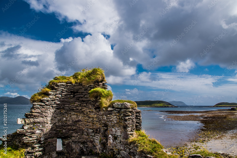 Ireland, Ruins in front of the sea