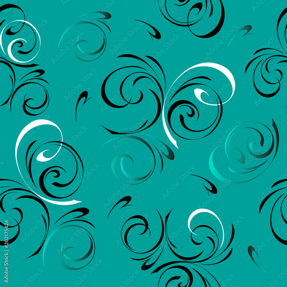 seamless pattern 15. seamless pattern with abstract pattern of swirls on a green background