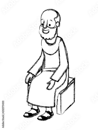 apostle of Jesus sitting on wooden chair vector illustration design