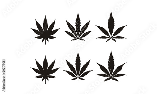 Silhouette Cannabis Marijuana Hemp Leaf CBD logo design