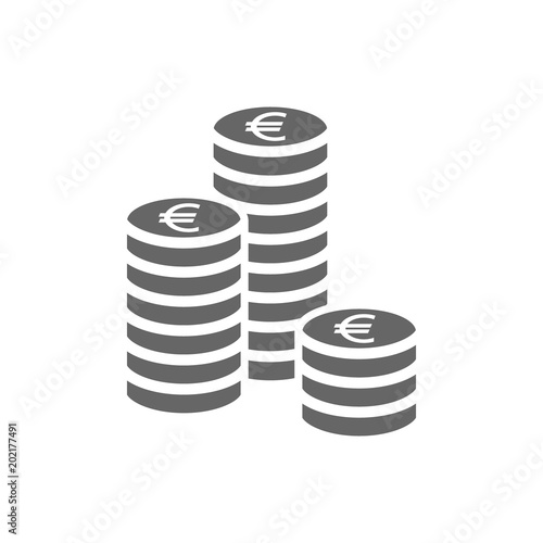 Euro coin stack icon. Coins stacks icon, pile of euros coins.