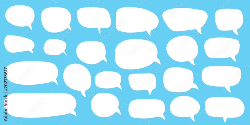 Vector set of speech bubbles. Blank empty white speech bubbles. Cartoon balloon word design. Vector set of speech bubbles. Blank empty white speech bubbles. Cartoon balloon word design.