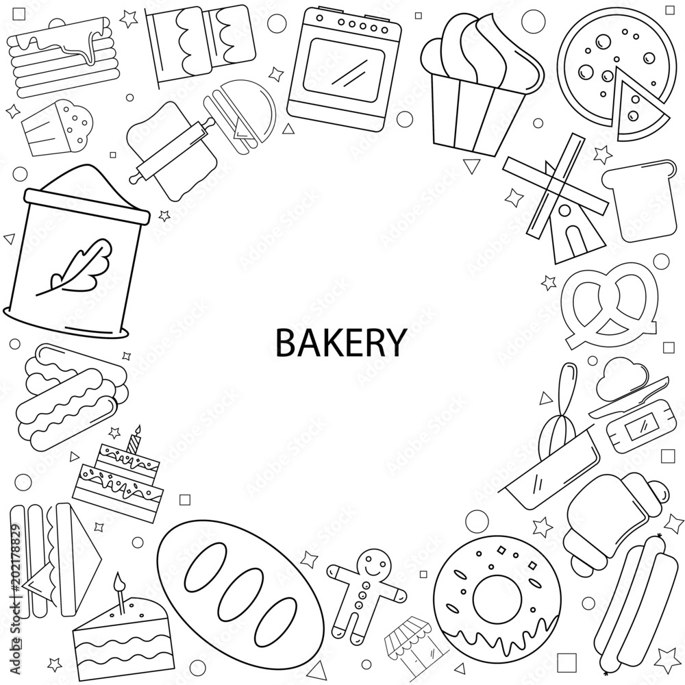 Bakery background from line icon. Linear vector pattern Bakery background from line icon. Linear vector pattern