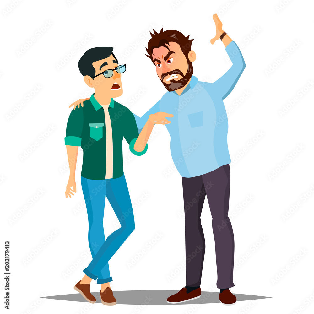 Angry Boss Vector. Scared Employer. Loser Man And Giant Boss. Bad Strong Businessman. Isolated Flat Cartoon Character Illustration Angry Boss Vector. Scared Employer. Loser Man And Giant Boss. Bad Strong Businessman. Isolated Flat Cartoon Character Illustration