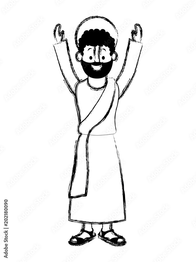 apostle of Jesus with hands up character vector illustration design